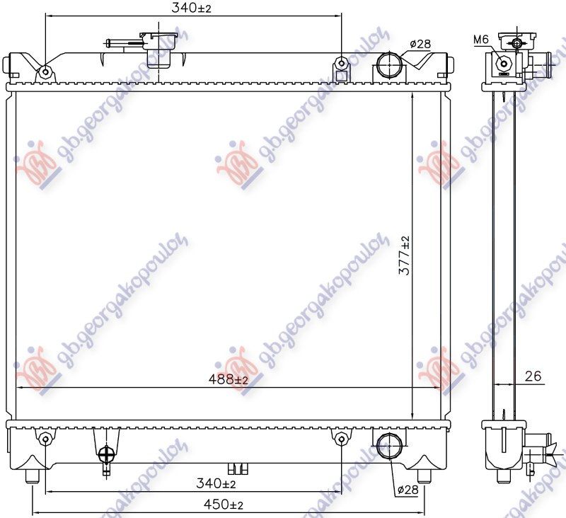 Hladnjak motora 1.6 benzin (375x490) (NRF)