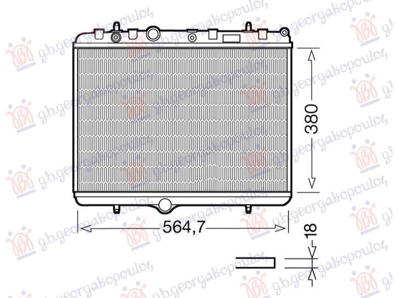 Hladnjak motora za benzin/dizel (38x55x1.8) sa nosačem ventilatora (HELLA)