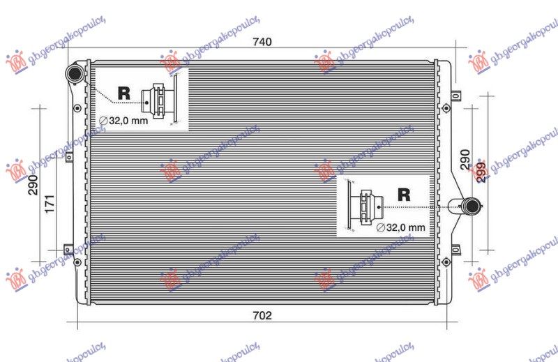Hladnjak motora 1.8-2.0 TFSI benzin (650x450x32) (NRF)