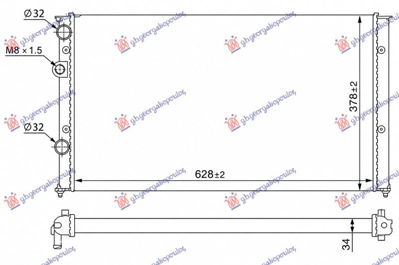 Hladnjak motora 1.0-1.4 benzin - 1.7 dizel (628x370) (mehanički) (VALEO)