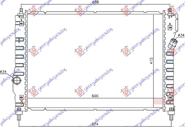 Hladnjak motora 1.6 benzin. ručni (600x415x16) (NRF/KOYO)