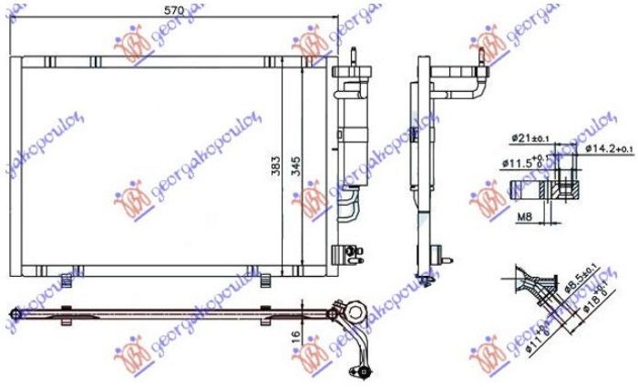 Hladnjak klime benzin-1.4 TDCi (530x350x16) 2011- (KOYO)