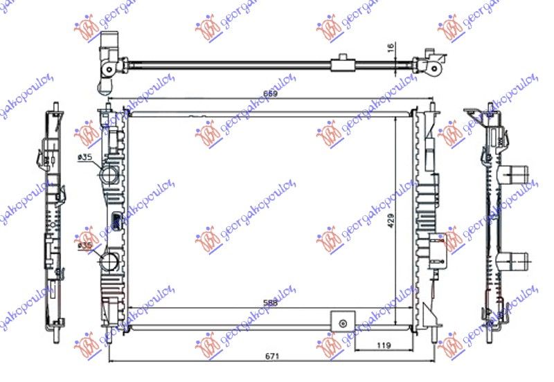 Hladnjak motora 2.0 benzin sa/bez klime (590x450) (NRF)