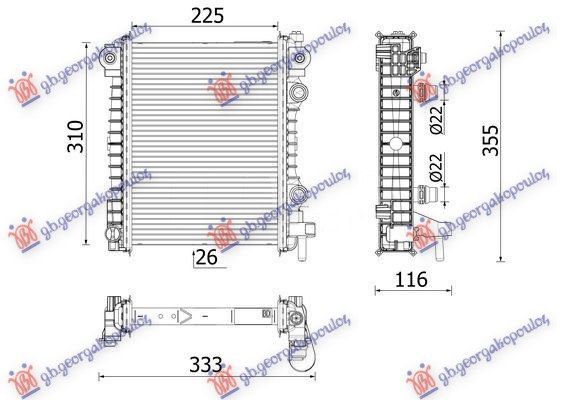 Dodatni hladnjak motora 2.0-2.9 benzin (225x310x26)