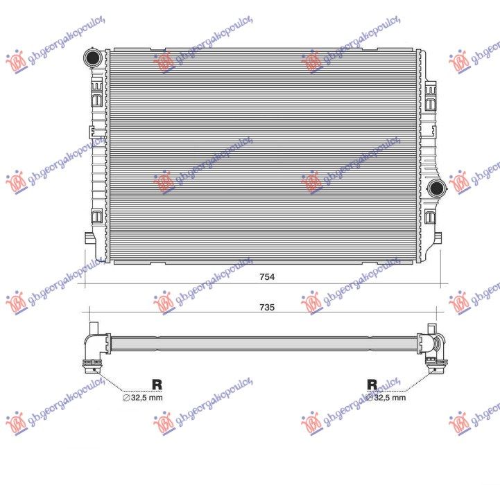 Hladnjak motora 2.0 TDI (135kW) dizel (650x450x32) (VALEO)