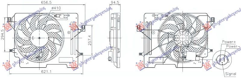 Ventilator 1.0 benzin - 1.5 TDCi (250W) (2 pina) (NISSENS)