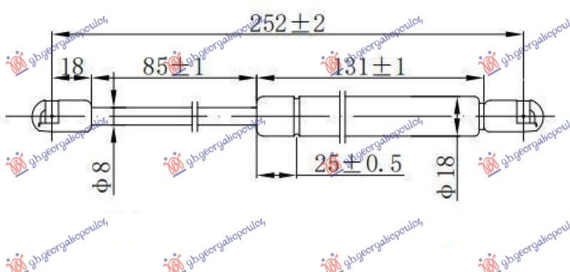 Amortizer gepek vrata 4 vrata (252L-425N)