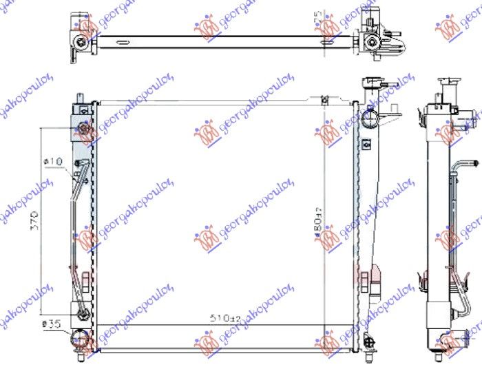 Hladnjak motora 2.0-2.2 CRDi dizel. automatski (510x480x26) (HELLA tip) (VALEO)