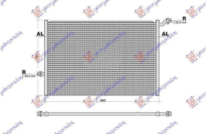 Dodatni hladnjak motora 1.6-2.0-2.2-3.0 benzin - 1.6-2.2 dizel (680x445) (NRF)
