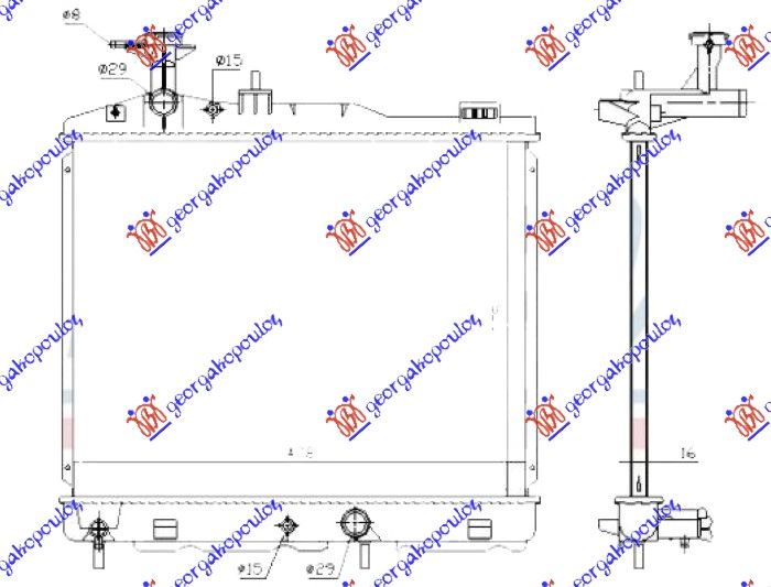 Hladnjak motora 1.2 benzin automatik (375x478x16) (KOYO)