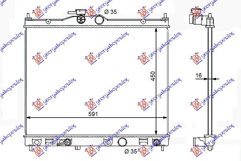 Hladnjak motora 1.6 benzin (450x590x16) (KOYO)
