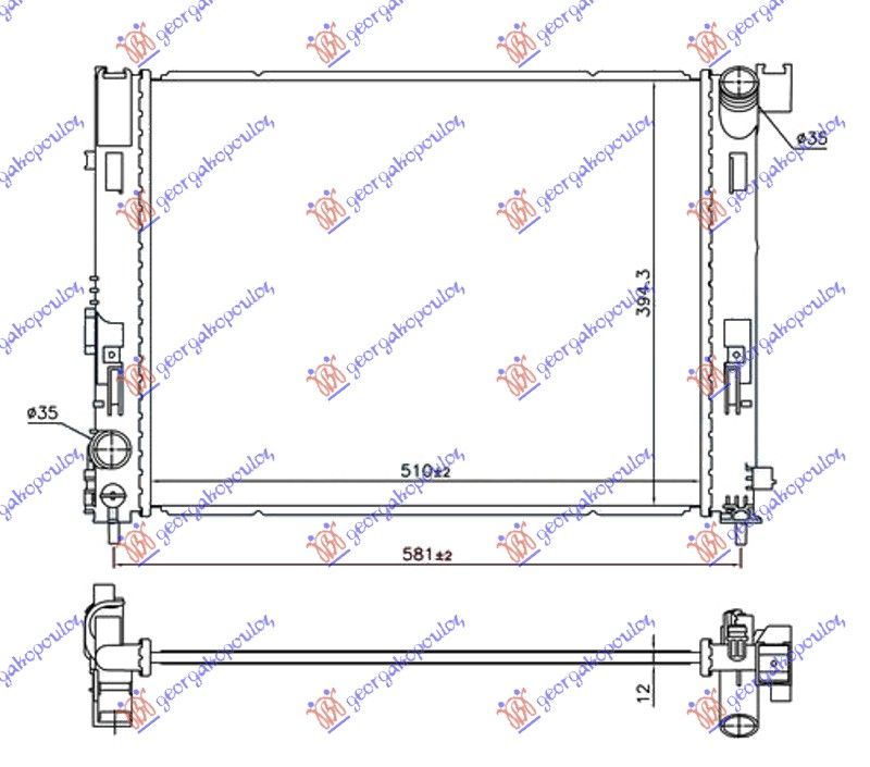 Hladnjak motora 0.9 IG-T benzin - 1.5 dCi dizel (510x395x12) (NRF)