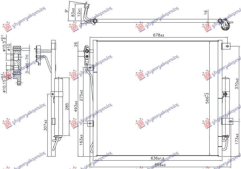 Hladnjak klime 3.0-5.0 benzin (637x570x16)