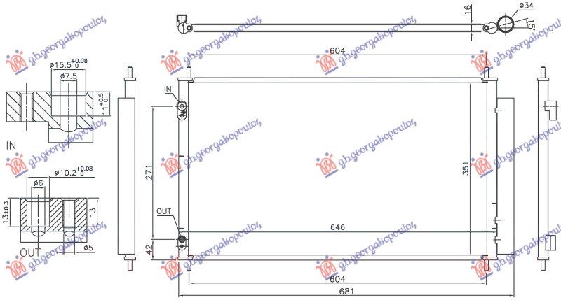 Hladnjak klime 1.5 hibrid benzin (600x355x16) (KOYO)