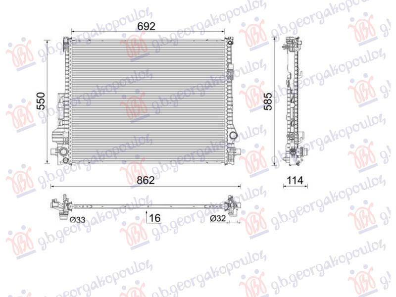 Hladnjak motora 2.0 benzin/hibrid (690x551) (NRF)