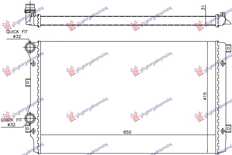 Hladnjak motora 1.2-1.4-1.6-1.8 TSI benzin - 1.9 TDI dizel (650x410) (mehanički) (VALEO)