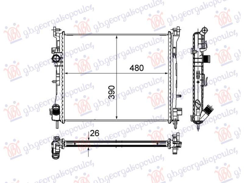 Hladnjak motora 1.5 dCi dizel 2003- (480x414x270) 74kW (NRF)