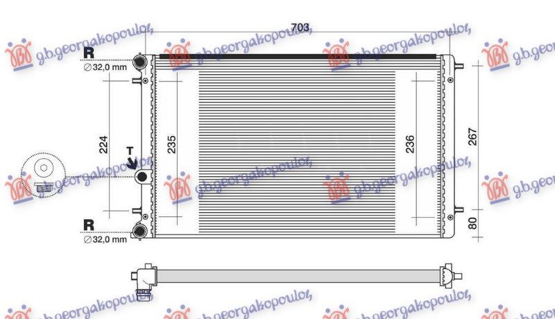 Hladnjak motora 1.4-1.6 benzin/1.9 TDI dizel (650x378) (NRF)