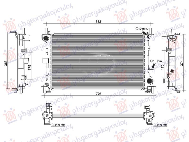 Hladnjak motora 2.0 benzin/1.8 TDCi dizel sa/bez klime (600x350) (NRF)