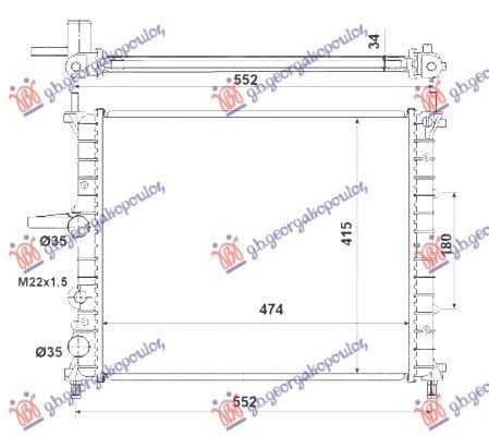 Hladnjak motora 1.2-1.4-1.6 benzin bez spremnika sa klimom (475x415) (NRF)