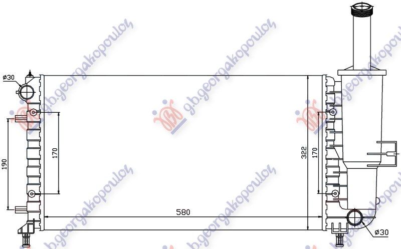 Hladnjak motora 1.2 benzin sa/bez klime (580x317) (NRF)