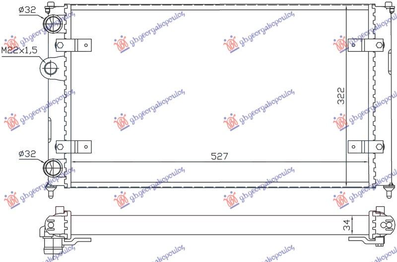 Hladnjak motora 1.4-1.6 benzin - 1.7-1.9 dizel bez klime (520x320) (NRF)