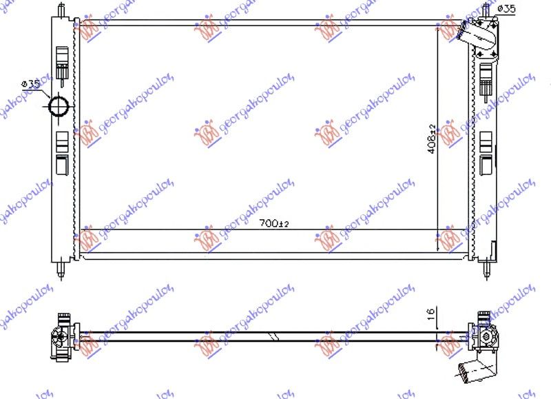 Hladnjak motora 1.6-1.8 benzin 2014- (700x410x16) (NRF)