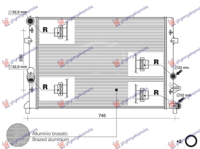Hladnjak motora 1.2 TSI benzin (625x452x34) (NRF)