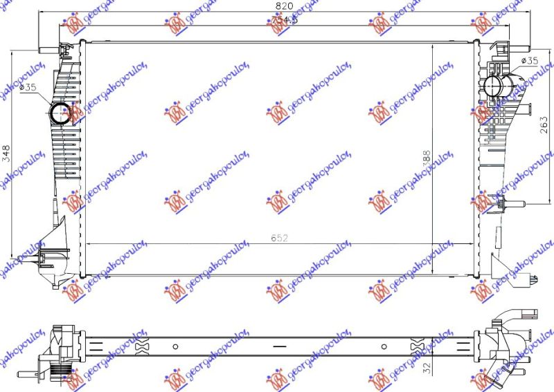 Hladnjak motora 2.0 TCe (motor F4R874) benzin - 1.6-2.0 dCi dizel (650x390) (NRF)