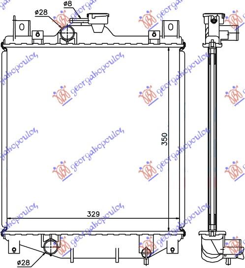 Hladnjak motora 1.0-1.3 benzin (350x335x16) (NRF)