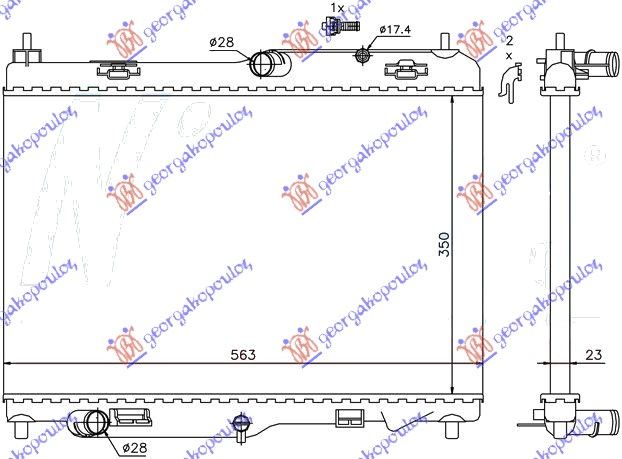 Hladnjak motora 1.4-1.6 TDCI. ručni sa/bez klime (563x350) (NRF)
