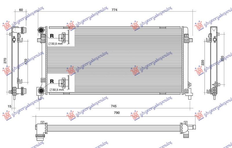 Hladnjak motora 1.6 TDI dizel (650x320x32) bez cijevi (NRF)