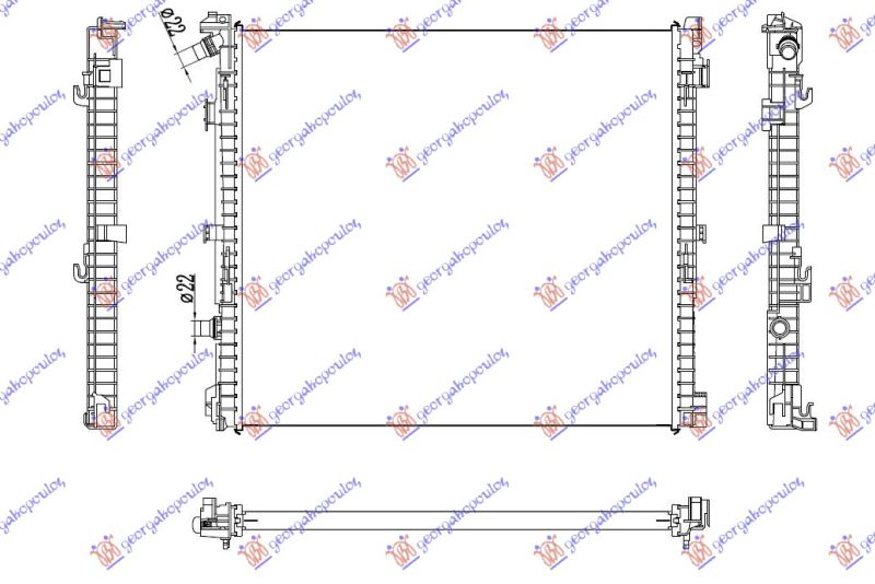 Dodatni hladnjak motora 3.0 benzin - 2.0 dizel (615x564x26) (NRF)