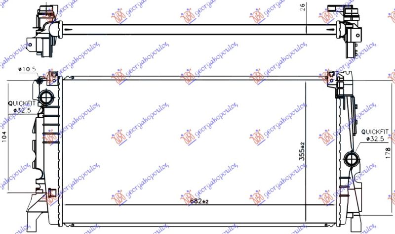 Hladnjak motora 1.5 (225xe) hibrid/benzin. automatski (680x350x26) (NRF)