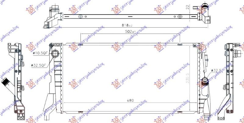 Hladnjak motora 1.5 (216i-218i) benzin. ručni/automatski (680x330x22) (NRF)