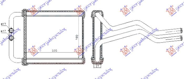 Hladnjak kabine 2.0i 16v-2.7i v6 24v benzin - 2.2 crdi dizel +/-ac (149X225)
