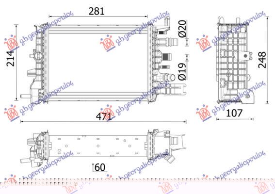 Dodatni hladnjak motora 1.5 dizel (281x214x60) (NRF)
