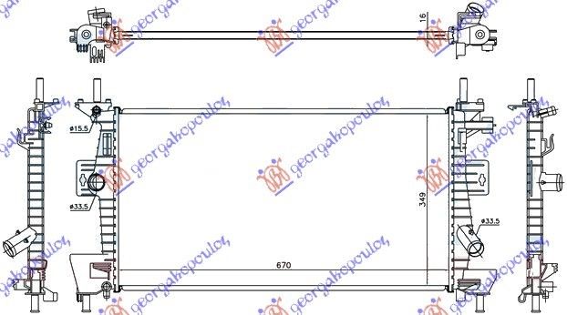 Hladnjak motora 1.6 benzin sa/bez klime (670x370x16) (NRF)