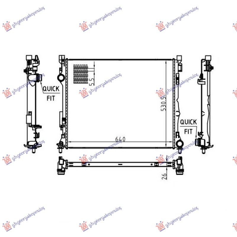 Hladnjak motora 2.0-3.0 benzin/hibrid - 2.0-2.9 dizel/hibrid (645x523x26) (NRF)