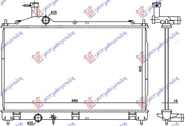 Hladnjak motora 2.0-2.4-3.0 benzin/hibrid (400x690x16) (NRF)
