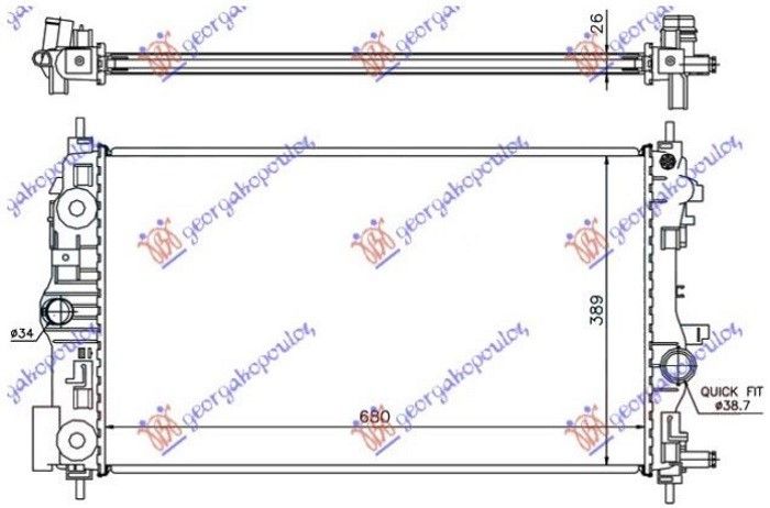 Hladnjak motora 1.7-2.0 dizel (680x395) (NRF)