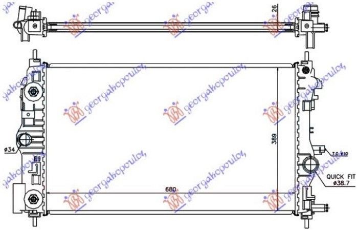 Hladnjak motora 1.4-1.6 TURBO benzin. automatski (680x395) (NRF)