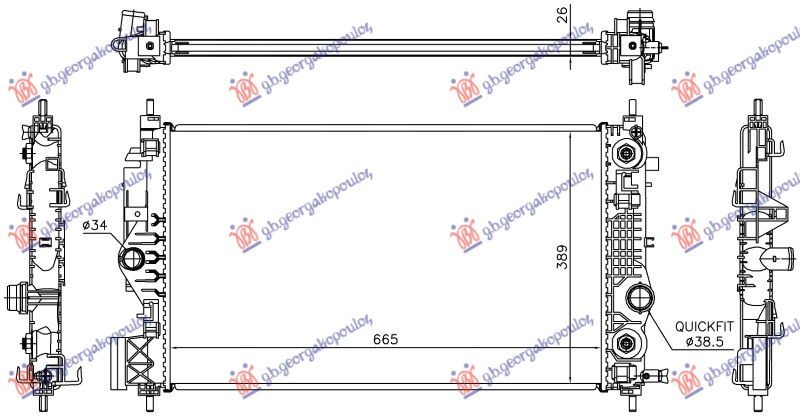 Hladnjak motora 1.6 benzin. automatski (665x389) (KOYO)