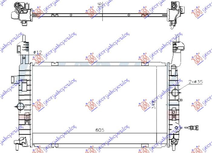 Hladnjak motora 1.6i benzin (605x348). automatski (NRF)