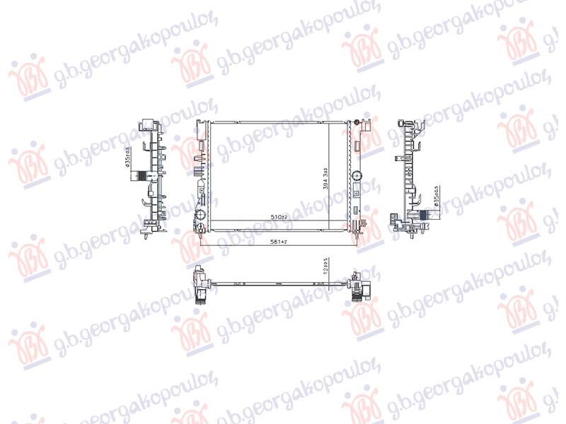 Hladnjak motora 1.6 benzin/hibrid. automatski (510x394) (NRF)