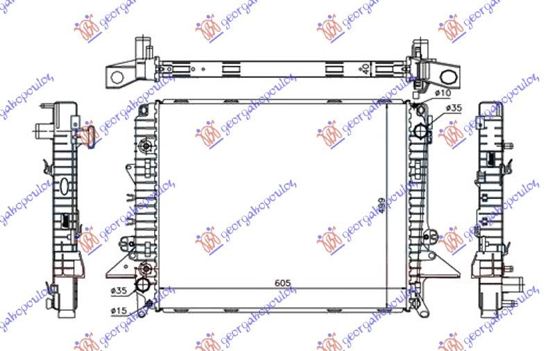 Hladnjak motora 2.7 TDI V6 dizel. ručni/automatski (605x500x40) (NRF)