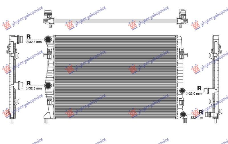 Hladnjak motora 1.0 TGI-1.0 TSI benzin - 1.6 TDI dizel. ručni/automatski (650x439) (NRF)