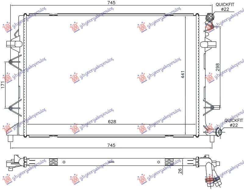 Dodatni hladnjak motora 2.0 TDI dizel (630x440x26) (NRF)