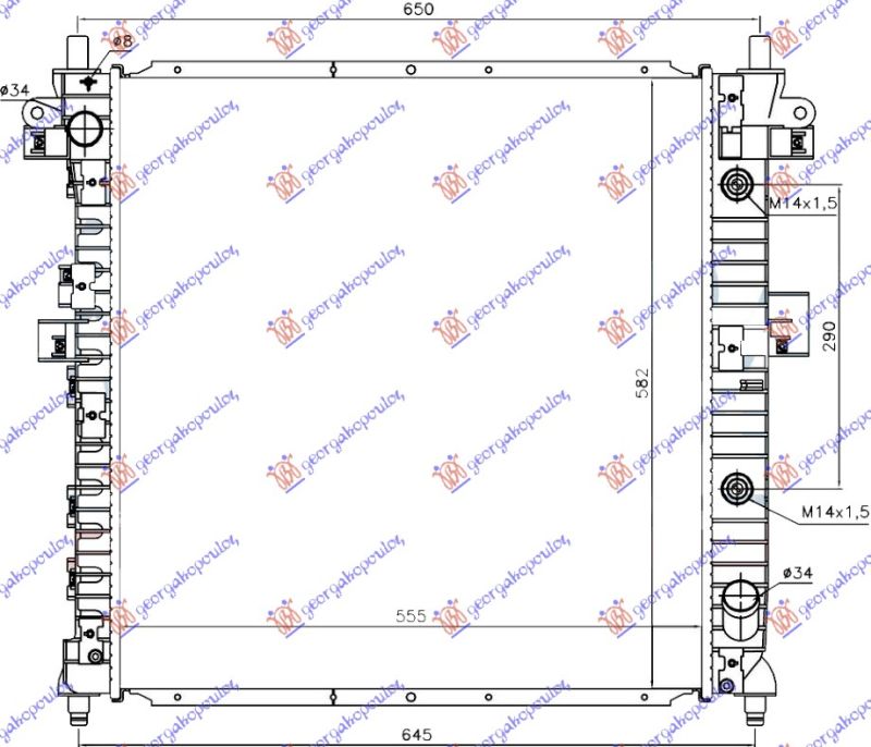 Hladnjak motora 2.0 XDi dizel. automatski (555x580x26) (NRF)