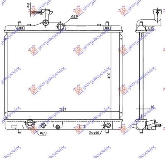 Hladnjak motora 1.2 benzin (400x540x16) automatik (JAPAN) (KOYO)